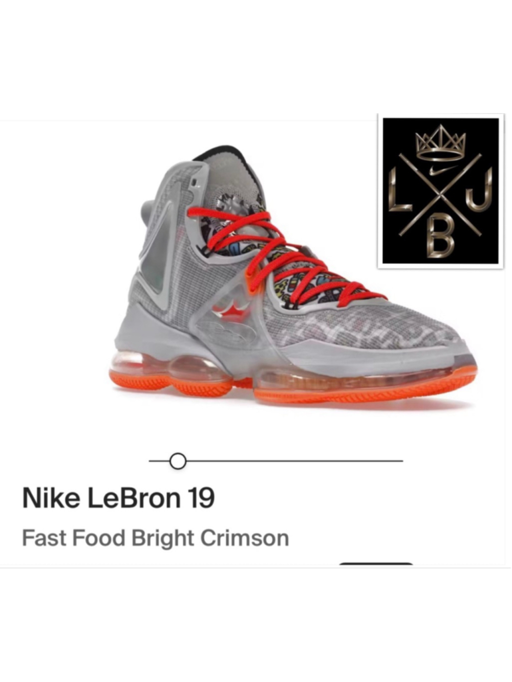 Nike LeBron 19 Fast Food Youth 4.5 Basketball Hi Top Zoom Air Sneakers